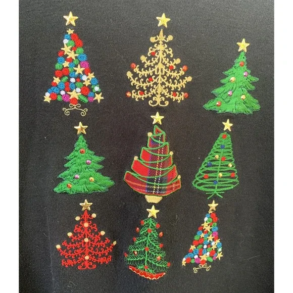 Breckenridge Christmas Tree Long Sleeve Top Holiday Crewneck XL - Picture 3 of 8